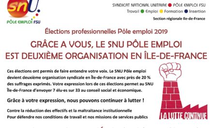 Résultats des élections professionnelles de Pôle emploi Novembre 2019